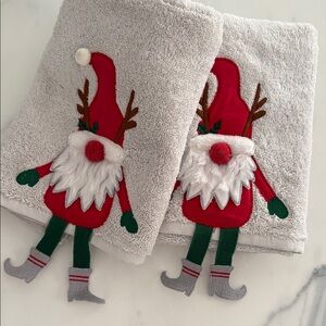Set of Two Festive Santa/Reindeer hand Towels